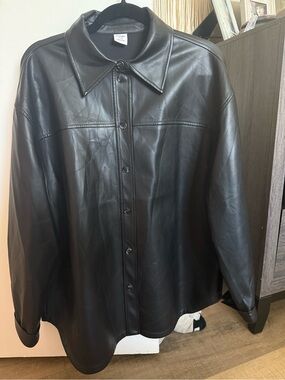 Soft black faux leather spring jacket